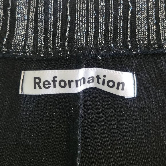 Reformation Pants Largo Side Slit High Rise Metallic S Disco Retro Whimsigoth - Picture 4 of 8